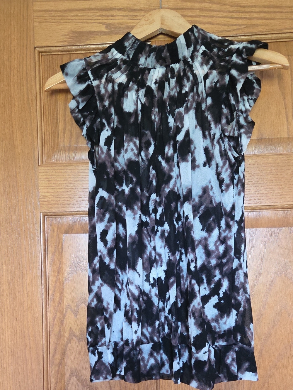 The Limited Black, Brown And Whited Ruffle-shouldered Blouse